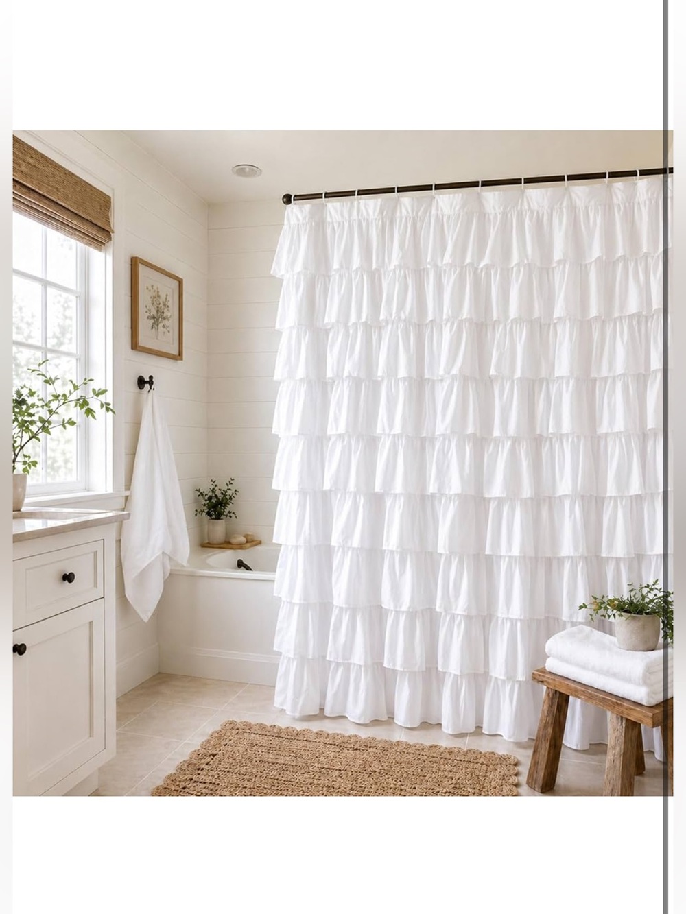 White Ruffle Shower Curtain